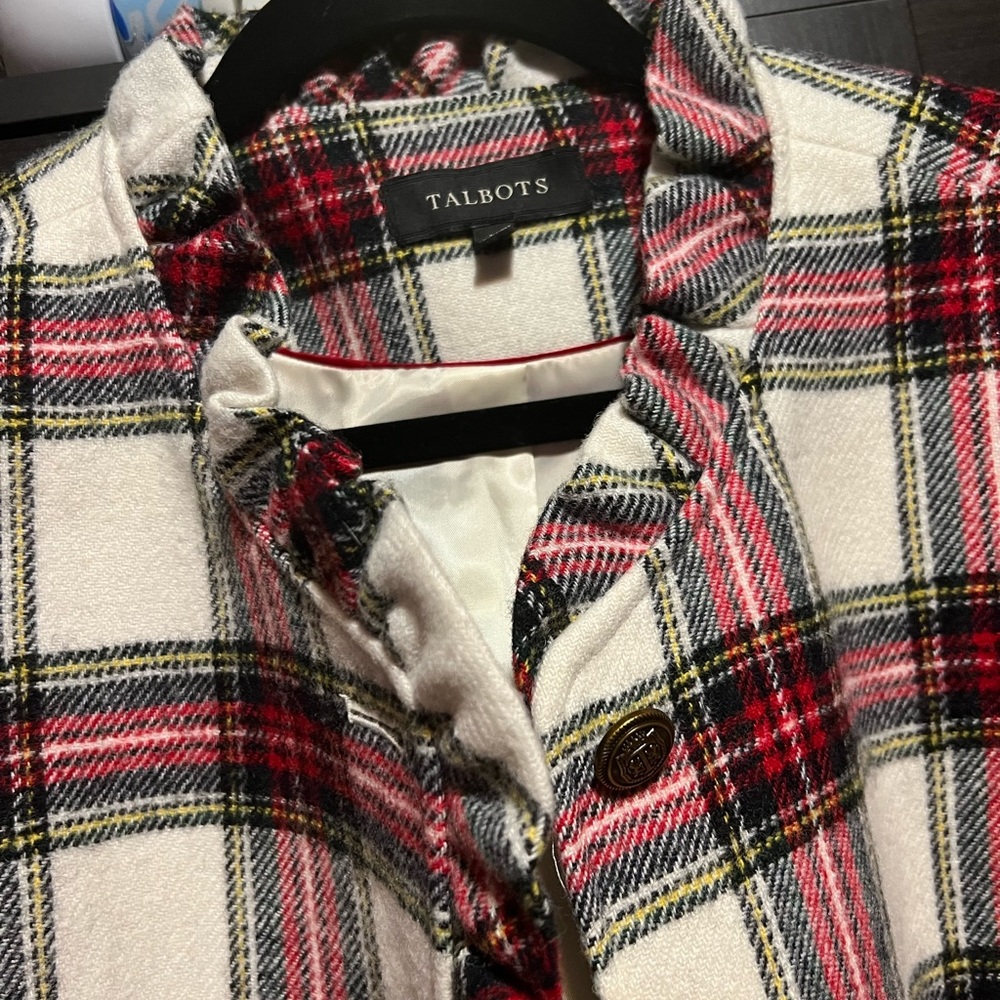 VEUC WOOL TARTAN TALBOTS BLAZER